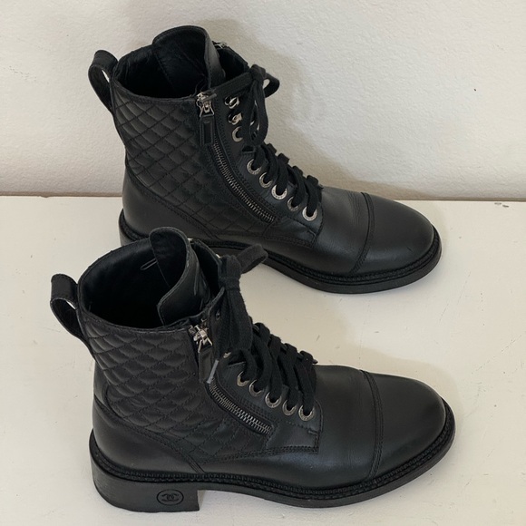 Chanel Leather Combat Boots size 37 - Shoes